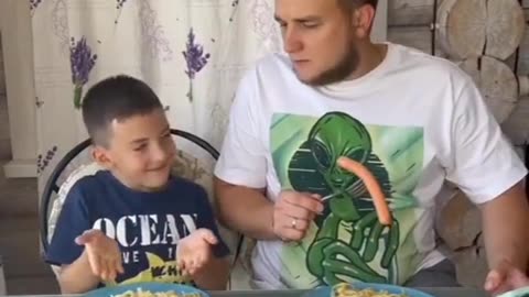 Funny dad with his son