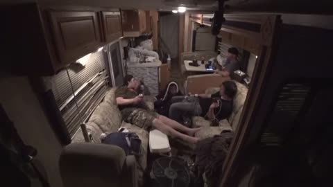 Dope District drunk and almost falls out of moving rv