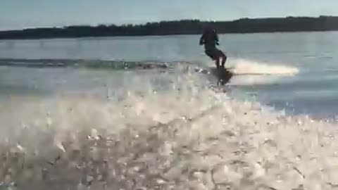 Red shorts wake board crash