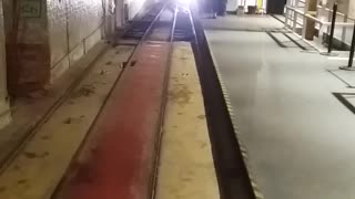 Mail Rail pulling into Mount Pleasant and passengers exiting