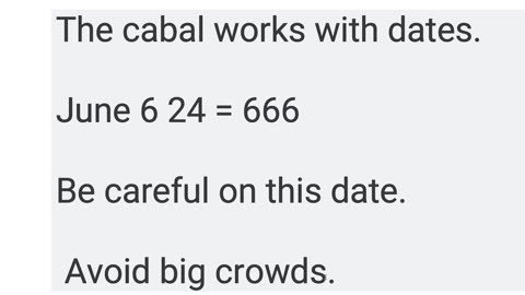 666 - Be careful on this date June 6th 24 = 666 - FALSE FLAG