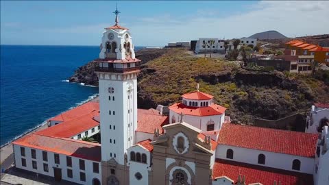 view from the height of the basilica and townscape in candelaria near the capital of the island