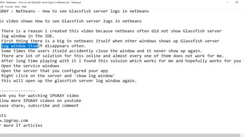IPGraySpace: Netbeans - How to see Glassfish server log window in Netbeans