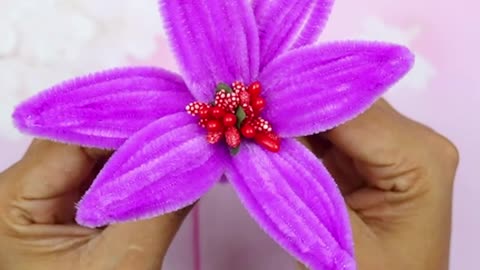 Pipe Cleaner Crafts | DIY Chenille Wire Flower Making For Home Decoration | Easy Paper Crafts