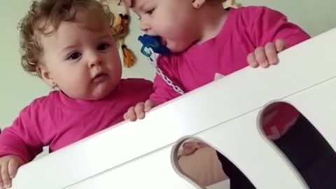 Funny Twin Babies Falling Down in the bed