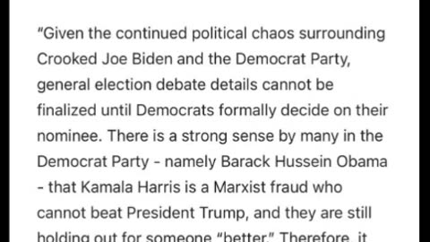 JUST IN — Trump campaign on debate with Kamala: