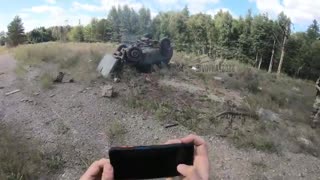 RAW: Ukrainian SF behind enemy lines ambush Russian command vehicle