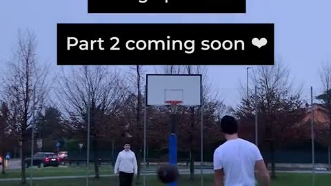 Double basketball trick shot/