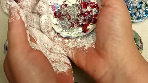 ASMR Painted Plaster Bowl's With Cornstarch And Sequins& Glitter Crush
