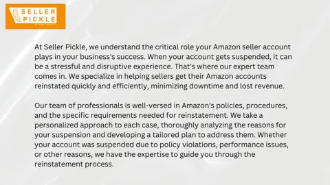 Get Your Amazon Account Reinstated with Expert Assistance from Seller Pickle