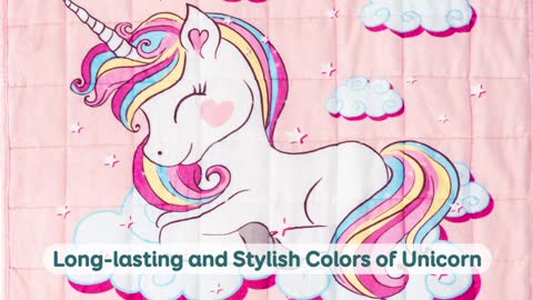 BUZIO Kids Weighted Blanket 5lbs, Unicorn Fleece Blanket for Kids with 4 Color Options