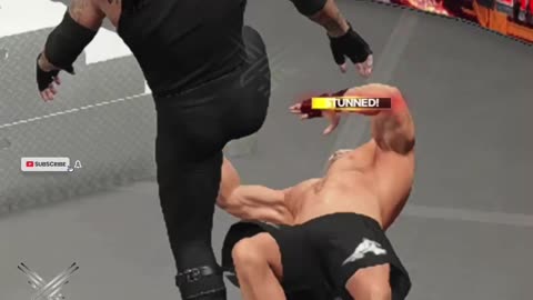 WWE 2K23 Shockwave Undertaker Kick Strikes Brock Lesnar Face