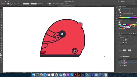 Illustrator drawing - teach you how to draw a Ferrari F1 racing helmet IX