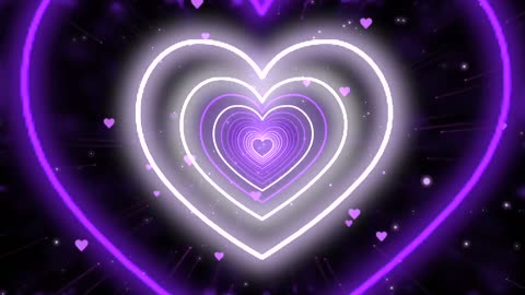 932. Heart Tunnel💜Purple Heart Background Neon Heart Heart