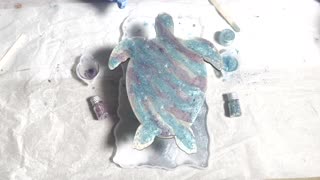 Purple and Blue Turtle Wall Art Made with Epoxy Resin