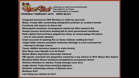 Thursday, February 29, 2024 News Blast
