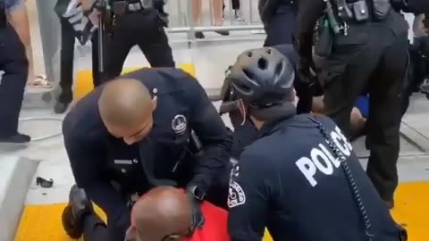 Shocking video of a man getting taken to the ground by officers...💀