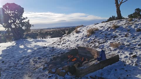 Coffee brand coffee, campfire, puppers and snow. Life's good! 15 min hangout