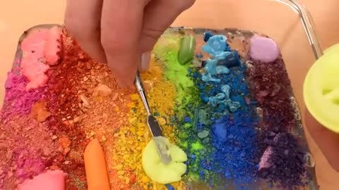 Rainbow - Mixing Makeup Eyeshadow Into Slime ASMR