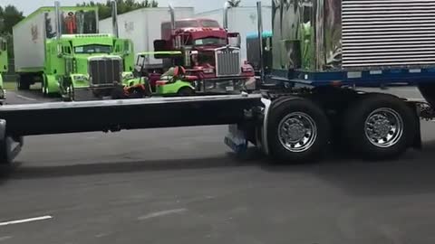 The front of the car caught up with the container.