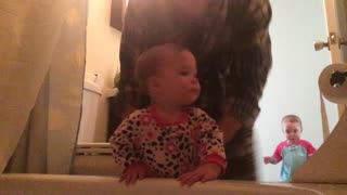 Dad Attempts To Wrangle Toddlers At Bath Time