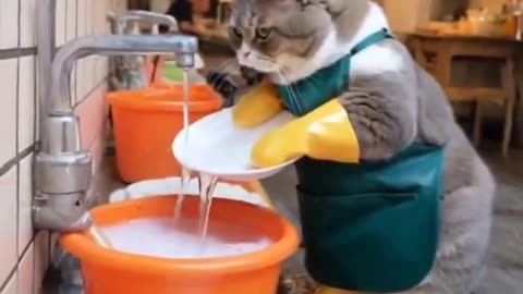 WTH?! Cats Washing Dishes?