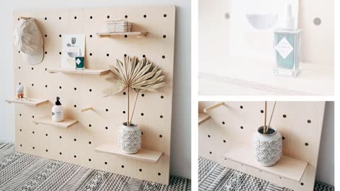 Wooden wall control pegboard in 2022 #walldisplayshelves #displayshelf