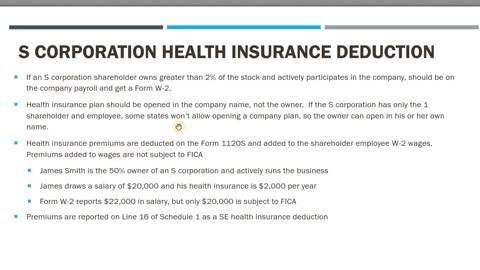 S Corporation Health Insurance Deduction on Form 1120-S