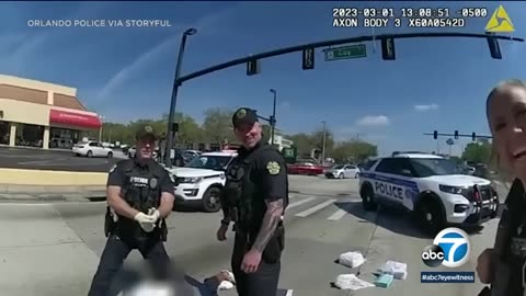 Bodycam video shows female officer tackling man suspected of breaking into cars