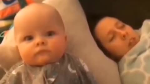 the babies reaction from hearing mommy snore