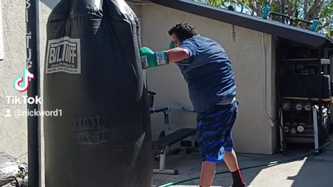 500 Pound Punching Bag Workout Part 28. Boxing Speed Work!