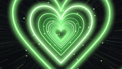 963. Animation Video💚Green Heart Background Abstract Background Video Loop 4 Hours