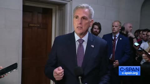 McCarthy speaks to reporters on his political future and Hamas attacks against Israel