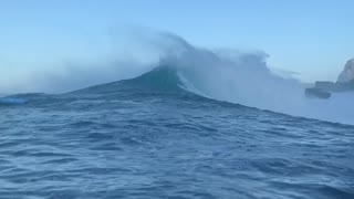 Big wave surfing at Shipstern Bluff in Tasmania