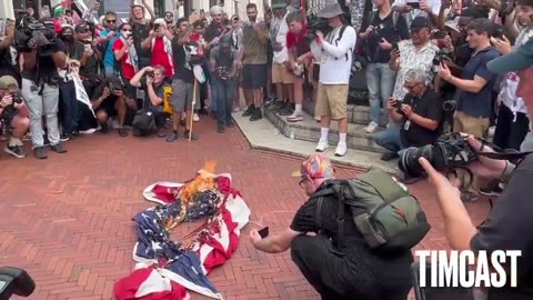 American flags, replacing them with Palestinian flags