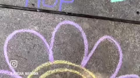 Chalk work on sidewalk to have fun