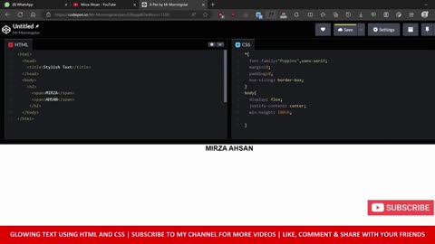 Glowing Text using simple HTML and CSS | HTML CSS | CSS Styling | Live Code