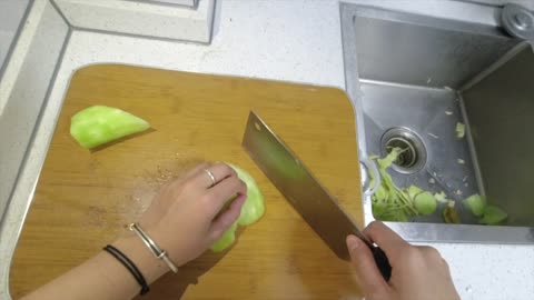 Chopping Cucumbers for Salad