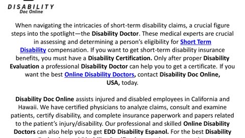 Role Of A Disability Doctor In Evaluating Short Term Disability