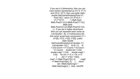 Cosine Similarity Code nonterm vectors