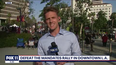 Thousands protest COVID vaccine mandates in downtown Los Angeles