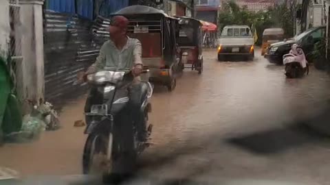 Cambodia, Sihanoukville city flooding
