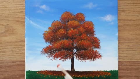 Simple painting of trees in autumn