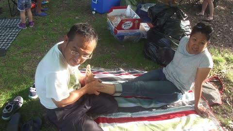 Luodong Massages Feet Of Mature Mexican Woman In Grey Shirt