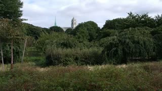 drone footage of Sacred Heart Cathedral Newark Nj with NYC in the back ground drone video