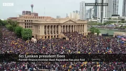 Sri Lanka president flees country on military jet