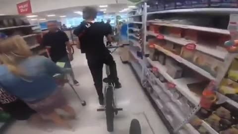 Teens on Bikes in a Supermarket🙄😮😑😣👎🤦‍♂️