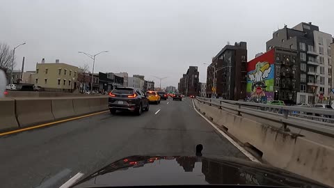 Driving Pulaski Bridge NYC New York Queens Brooklyn 12-29-2021