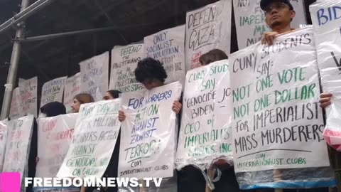 NYC Students Chant Biden Isn’t Welcome Here While Holding A Banner ‘Boycott The Elections’