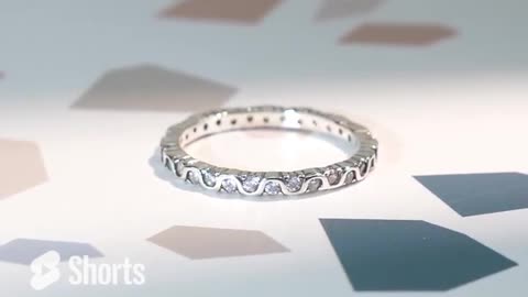 Modian 100% 925 Sterling Silver Vintage Wave Clear CZ Stackable Female Finger Ring For Women